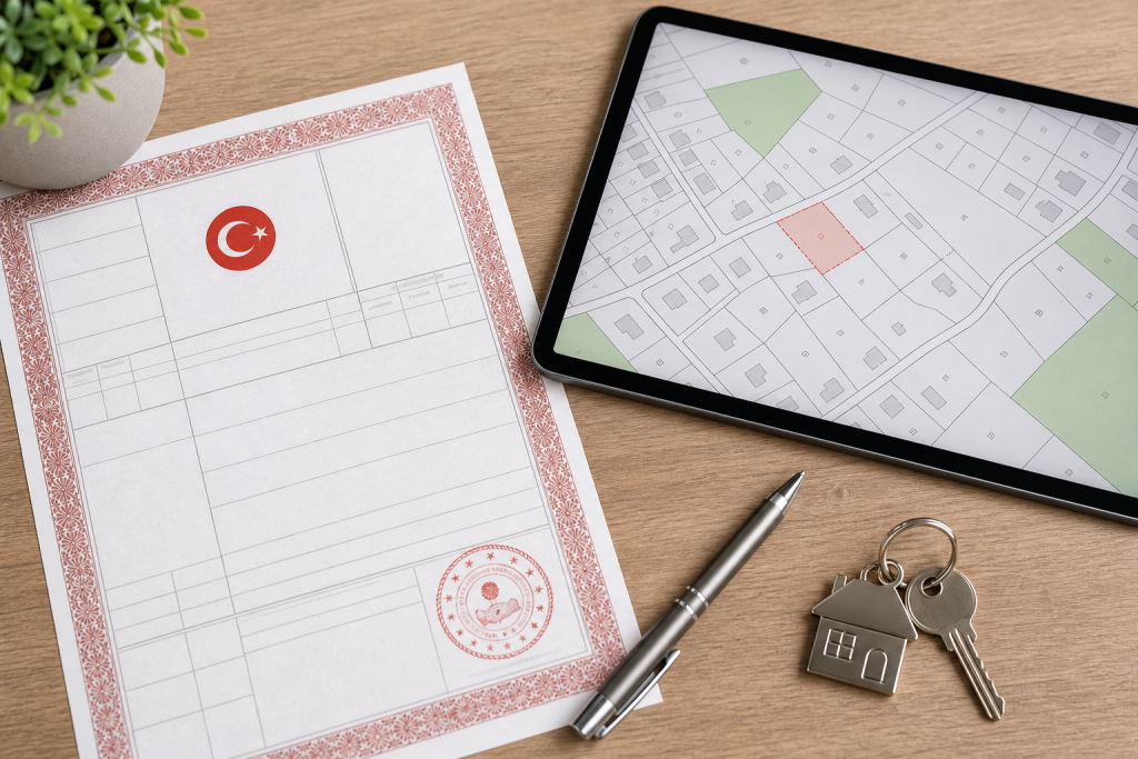 Tapu belgesi ve dijital parsel haritası
